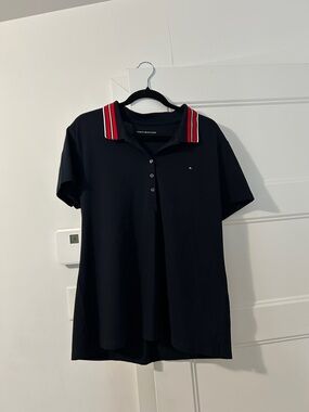 Tommy Hilfiger Navy Polo with Red and White Striped Collar